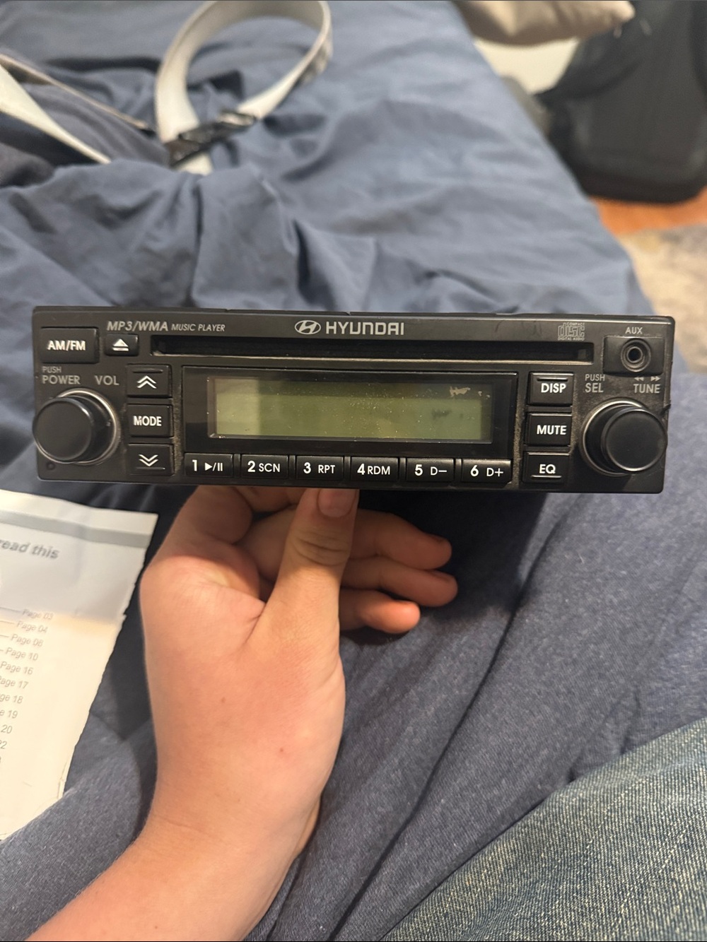 Black Hyundai Car Stereo Receiver with AUX & MP3/WMA Playback